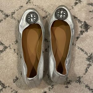 Tory Burch silver flats